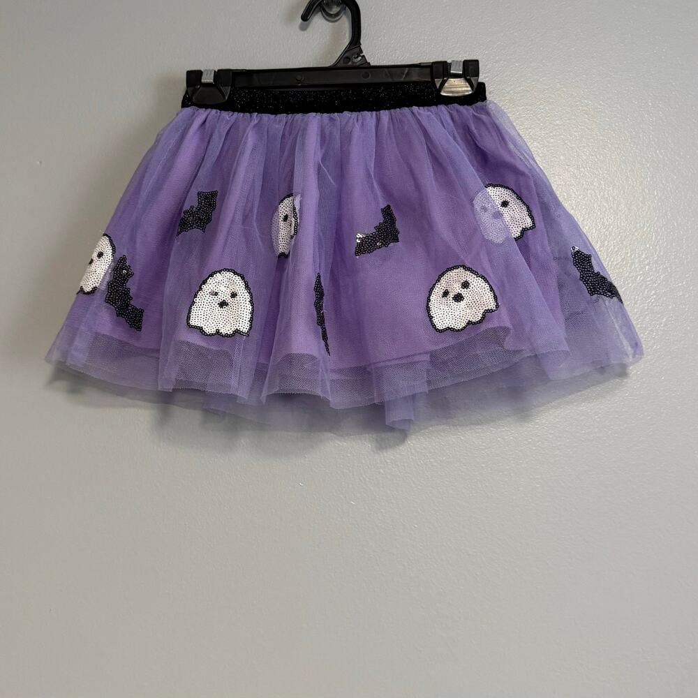 Sweet Wink Sequin Ghost Bat Halloween Purple Tulle Skirt 4-6Y Kids